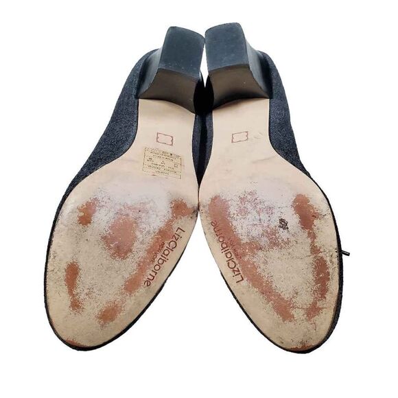 Liz Claiborne Heels Womens 7.5 Sabrina Pump Grey Wool Fabric Lace Up Almond Toe - Picture 4 of 9